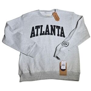 New York Popular Atlanta Sweatshirt Mens Medium Gray Fleece Pullover NWT